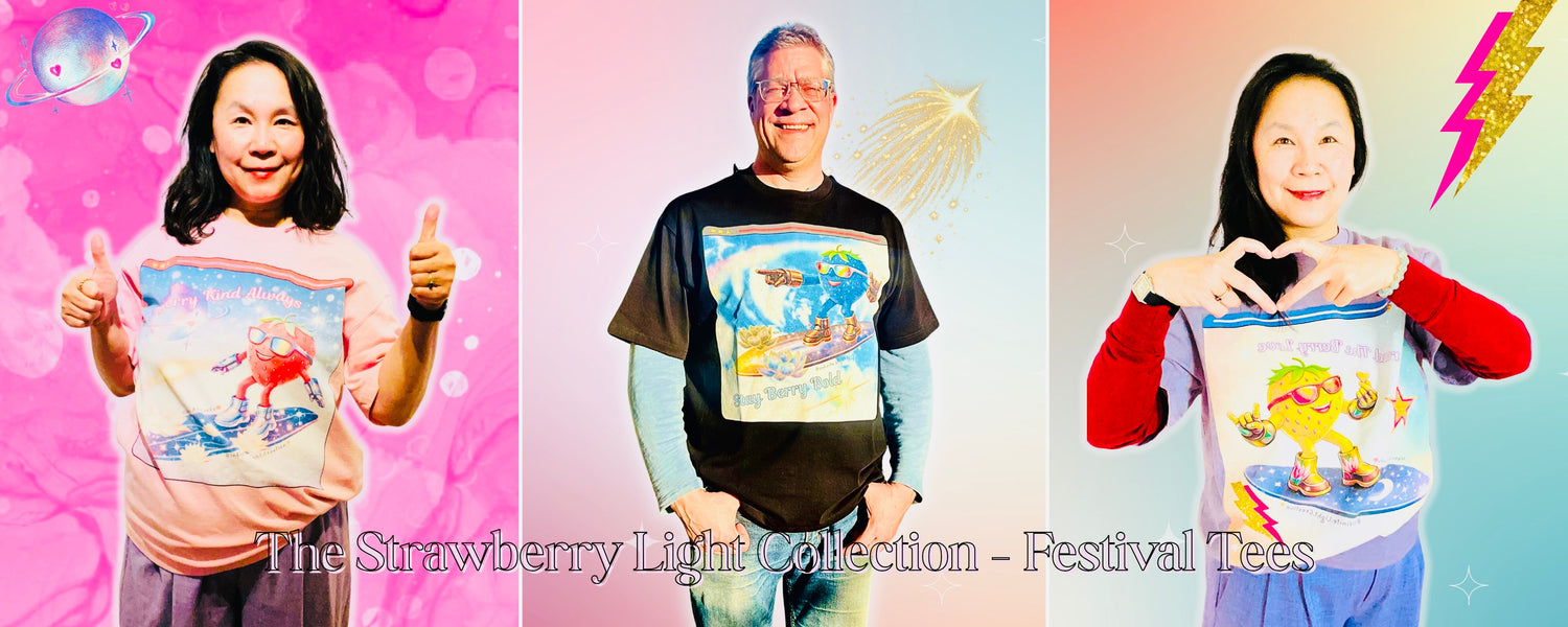 🍓✨ The Strawberry Light Collection – Festival Tees