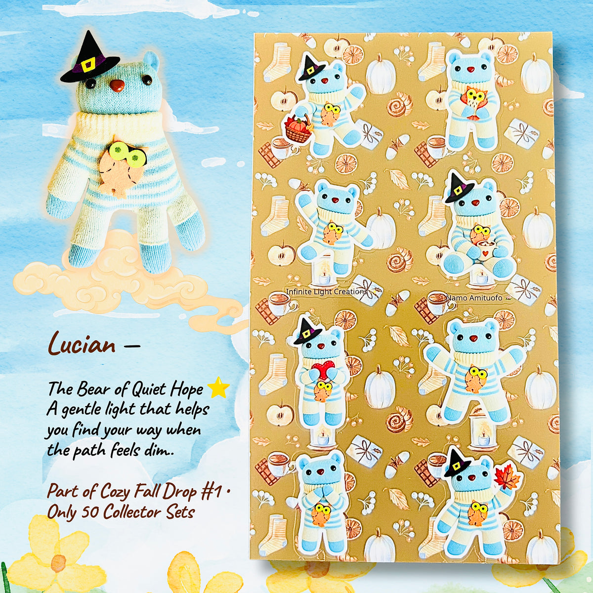 Lucian premium 4×7 sticker sheet from the Cozy Fall Collector Set by Infinite Light Creations