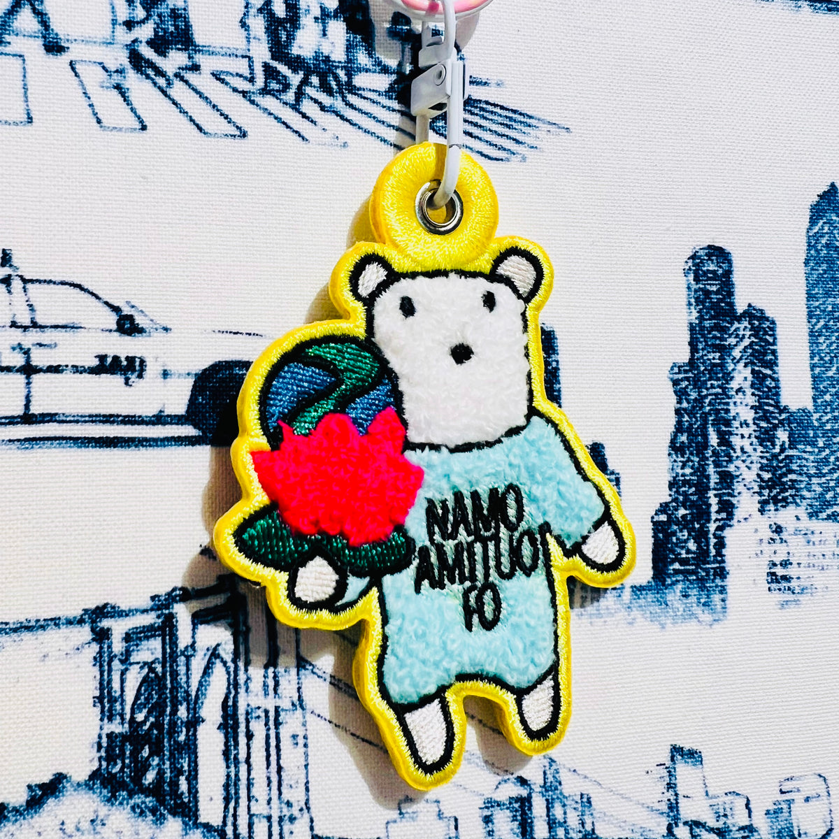Amita Polar Bear Double-Sided Chenille Embroidered Keychain