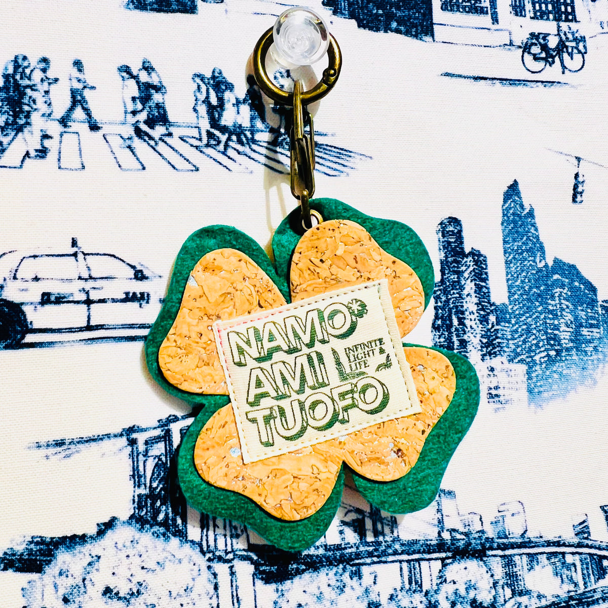 Lucky Light Clover Cork & Felt Bag Charm — Namo Amituofo