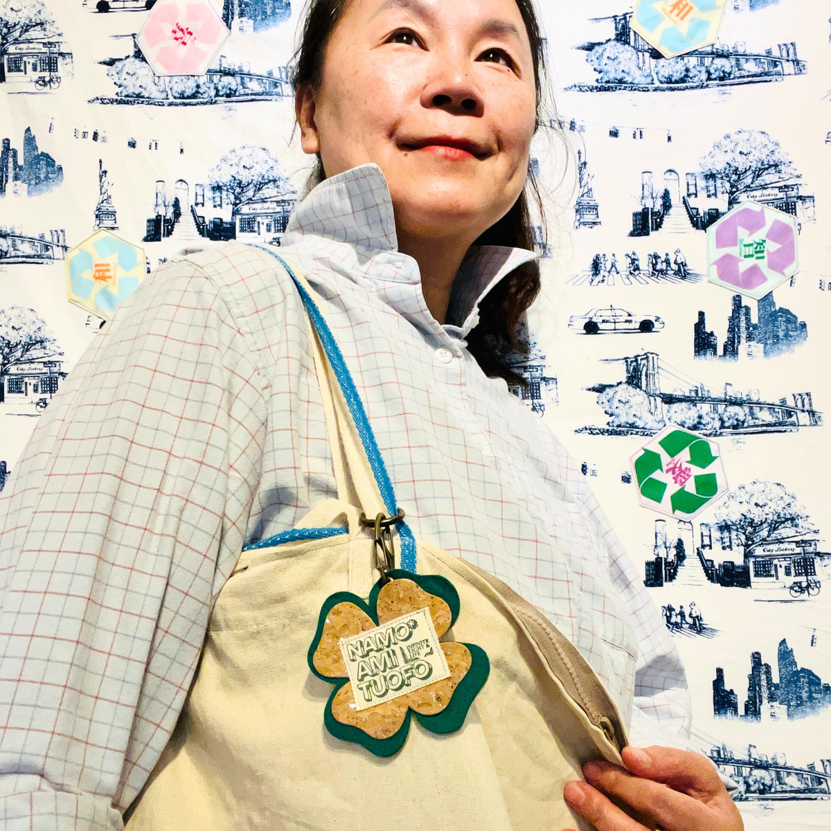 Lucky Light Clover Cork & Felt Bag Charm — Namo Amituofo