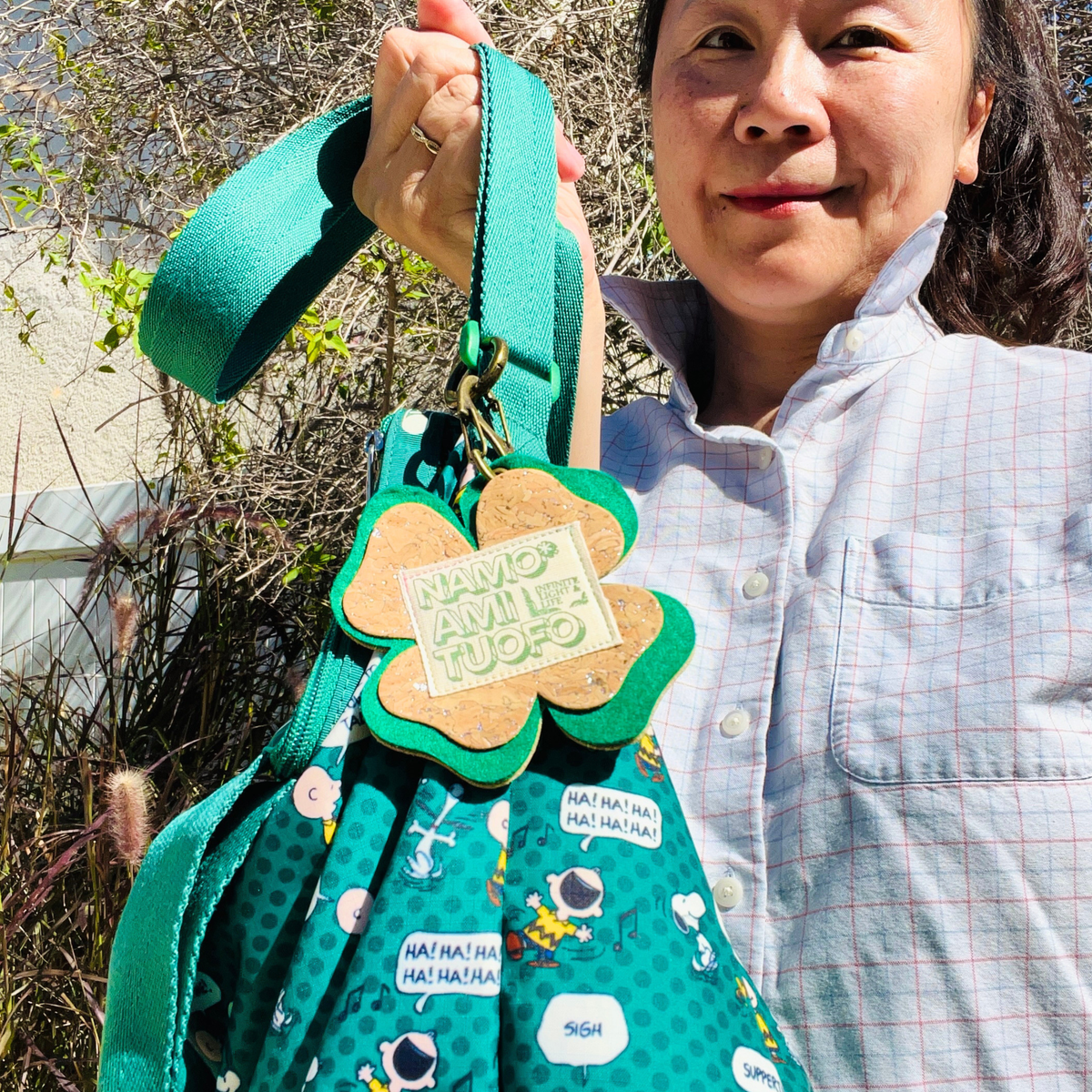 Lucky Light Clover Cork & Felt Bag Charm — Namo Amituofo